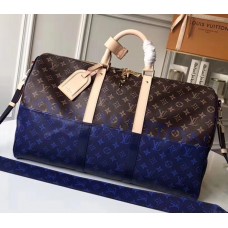 Louis Vuitton Keepall 50 Bag Monogram Other Canvas Split Blue M43861 2018 Louis Vuitton Keepall 50 Bag Monogram Other Canvas Split Blue M43861 2018