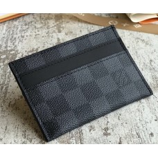 Louis Vuitton Men's Double Card Holder M62170 Damier Graphite Canvas Louis Vuitton Men's Double Card Holder M62170 Damier Graphite Canvas