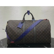 Louis Vuitton Monogram Canvas Men's Keepall 55 Bag M43858 Blue 2018