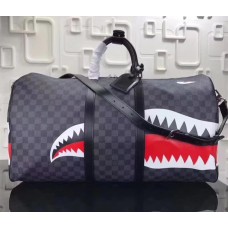 Louis Vuitton Shark Damier Graphite Canvas Keepall Bandouliere 55 M54169 Louis Vuitton Shark Damier Graphite Canvas Keepall Bandouliere 55 M54169