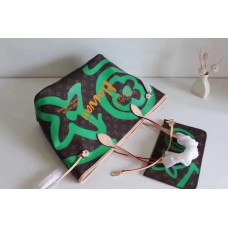 LOUIS VUITTON LETTERS PRINTING SHOPPING BAG 2017 GREEN LOUIS VUITTON LETTERS PRINTING SHOPPING BAG 2017 GREEN