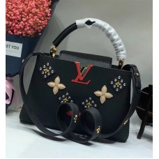 Louis Vuitton Capucines PM Flower Smile Top Handle Bag M51384 Black 2018 Louis Vuitton Capucines PM Flower Smile Top Handle Bag M51384 Black 2018