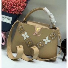 Louis Vuitton Capucines PM Flower Smile Top Handle Bag M51384 Beige 2018 Louis Vuitton Capucines PM Flower Smile Top Handle Bag M51384 Beige 2018