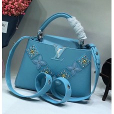 Louis Vuitton Capucines BB Flower Smile Top Handle Bag M94519 Blue 2018 Louis Vuitton Capucines BB Flower Smile Top Handle Bag M94519 Blue 2018