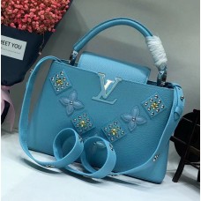 Louis Vuitton Capucines PM Flower Smile Top Handle Bag M51384 Blue 2018 Louis Vuitton Capucines PM Flower Smile Top Handle Bag M51384 Blue 2018