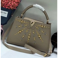 Louis Vuitton Capucines PM Sun sculpture Top Handle Bag M48864 Grey 2018 Louis Vuitton Capucines PM Sun sculpture Top Handle Bag M48864 Grey 2018