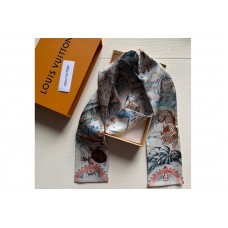 Louis Vuitton M73856 LV Voyage Extraordinaire bandeau Scarf Blue Grey/Multicolored
