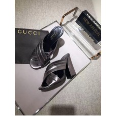 Gucci Spring 2016 lambskin Leather crossover sandal silver leather Gucci Spring 2016 lambskin Leather crossover sandal silver leather