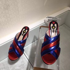 Gucci Spring 2016 lambskin Leather crossover sandal red/blue leather Gucci Spring 2016 lambskin Leather crossover sandal red/blue leather