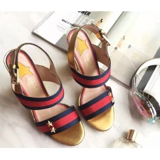 Gucci Grosgrain web sandal 432046 in metallic gold leather Gucci Grosgrain web sandal 432046 in metallic gold leather