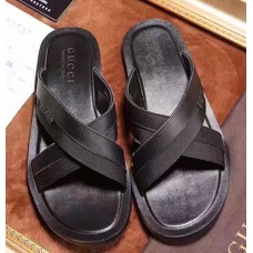 GUCCI CLASSICAL STYLE CALFSKIN SLIPPER FOR MEN/BLACK(AD-731104) GUCCI CLASSICAL STYLE CALFSKIN SLIPPER FOR MEN/BLACK(AD-731104)