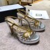 Gucci Heel 10.5cm Platform 2.5cm Cut-out Bow Leather Sandals 549646 Silver/Gold 2019