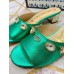 Gucci Lyric GG Crystal Embellished Heel Moire Mules Green 2019