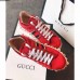 Gucci Ace Leather Studded And Pearl Velvet Sneakers Red 2017