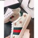 Gucci Ace Leather Low-Top Lovers Sneakers Green/Red Web Embroidered Bee Creamy 2018