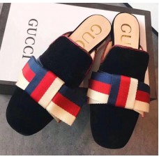 Gucci Velvet Slipper With Sylvie Bow 496561 Black 2018 Gucci Velvet Slipper With Sylvie Bow 496561 Black 2018