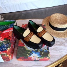 Gucci Heel 4.5cm Leather Platform Loafers with Horsebit 565365 Beige/Black/Brown 2019 Gucci Heel 4.5cm Leather Platform Loafers with Horsebit 565365 Beige/Black/Brown 2019