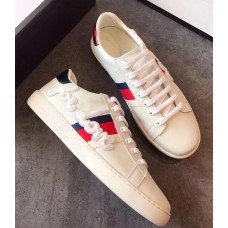 Gucci Ace Leather Low-Top Lovers Sneakers For Love Embroidered Creamy 2018 Gucci Ace Leather Low-Top Lovers Sneakers For Love Embroidered Creamy 2018