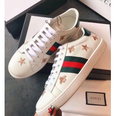 Gucci Ace Leather Low-Top Lovers Sneakers Green/Red Web Embroidered Bee Creamy 2018 Gucci Ace Leather Low-Top Lovers Sneakers Green/Red Web Embroidered Bee Creamy 2018