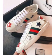 Gucci Ace Leather Low-Top Lovers Sneakers Web Star Creamy 2018 Gucci Ace Leather Low-Top Lovers Sneakers Web Star Creamy 2018