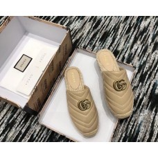 Gucci Leather Espadrilles Slippers With Double G 551881 Nude 2019 Gucci Leather Espadrilles Slippers With Double G 551881 Nude 2019