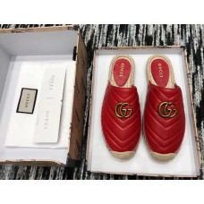 Gucci Leather Espadrilles Slippers With Double G 551881 Red 2019 Gucci Leather Espadrilles Slippers With Double G 551881 Red 2019