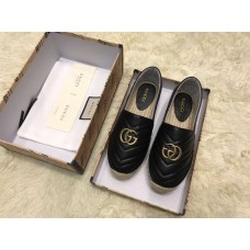 Gucci Leather Espadrilles With Double G 551890 Black 2019 Gucci Leather Espadrilles With Double G 551890 Black 2019