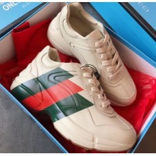Gucci Rhyton Leather Sneakers Green/Red Web Print Ivory 2019 Gucci Rhyton Leather Sneakers Green/Red Web Print Ivory 2019