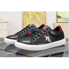 Men’s Gucci Ace embroidered sneaker Black Leather with web Men’s Gucci Ace embroidered sneaker Black Leather with web