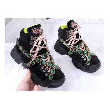 Mens/Women’s Gucci Flashtrek sneaker with removable crystals Black Suede