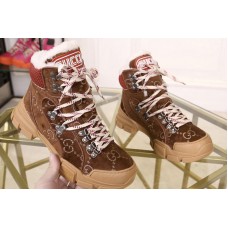 Mens/Womens Gucci Flashtrek sneaker Brown Suede with shearling lining Mens/Womens Gucci Flashtrek sneaker Brown Suede with shearling lining