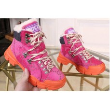 Mens/Womens Gucci Flashtrek sneaker Pink Suede with shearling lining Mens/Womens Gucci Flashtrek sneaker Pink Suede with shearling lining