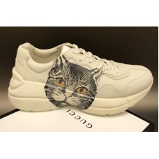 Women and Men Gucci 583337 Rhyton sneaker with Mystic Cat in White Leather Women and Men Gucci 583337 Rhyton sneaker with Mystic Cat in White Leather