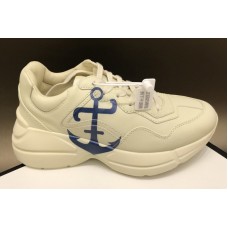 Women and Men Gucci Rhyton leather sneaker with anchor in White Leather Women and Men Gucci Rhyton leather sneaker with anchor in White Leather