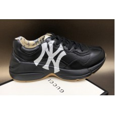 Women and Men Gucci Rhyton Ny Yankees Leather Sneakers in Black Leather Women and Men Gucci Rhyton Ny Yankees Leather Sneakers in Black Leather