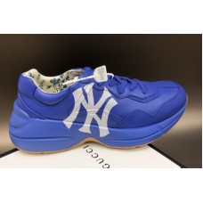Women and Men Gucci Rhyton Ny Yankees Leather Sneakers in Blue Leather Women and Men Gucci Rhyton Ny Yankees Leather Sneakers in Blue Leather