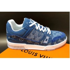 Louis Vuitton 1A7S4Z LV Trainer sneaker In Blue Monogram denim Louis Vuitton 1A7S4Z LV Trainer sneaker In Blue Monogram denim