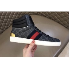 Gucci 555197 Men’s Ace GG high-top sneaker in Black GG Supreme canvas Gucci 555197 Men’s Ace GG high-top sneaker in Black GG Supreme canvas
