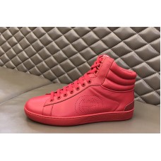 Gucci 625672 Men’s high-top Ace sneaker in Hibiscus red leather