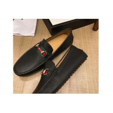 Gucci 450892 Leather driver with Web Shoes Black Leather Gucci 450892 Leather driver with Web Shoes Black Leather