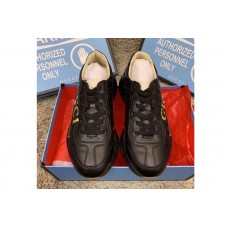 Gucci 500877 Rhyton Gucci logo leather sneaker and Shoes Black Gucci 500877 Rhyton Gucci logo leather sneaker and Shoes Black
