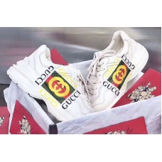 Gucci 500878 Rhyton Gucci logo leather sneaker and Shoes White Leather Gucci 500878 Rhyton Gucci logo leather sneaker and Shoes White Leather