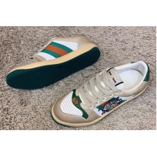 Gucci 546163 Screener leather sneaker with Three Little Pigs Green Leather Gucci 546163 Screener leather sneaker with Three Little Pigs Green Leather