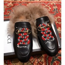 Gucci Princetown Leather Fur Slipper Black Snake Gucci Princetown Leather Fur Slipper Black Snake