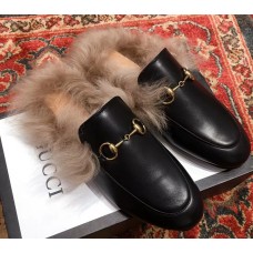 Gucci Princetown Leather Fur Slipper Black Gucci Princetown Leather Fur Slipper Black