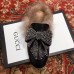 Gucci Princetown Crystal Embroidered Bow With Lamb Fur Slipper Horsebit Detail 471955 Black