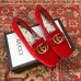 Gucci Velvet Mid-Heel Pumps Red with Double G 526465