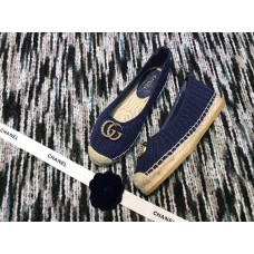 Gucci Crochet Espadrille 524974 with Pearls Double G Blue Gucci Crochet Espadrille 524974 with Pearls Double G Blue