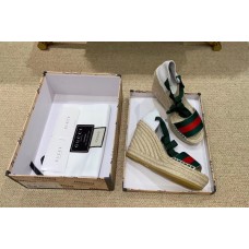 Gucci Green/Red Web Platform 10cm Espadrille with Grosgrain Lace-up 525728 Gucci Green/Red Web Platform 10cm Espadrille with Grosgrain Lace-up 525728