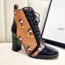Gucci Patent Black Lace-up Ankle Boots GG Khaki Mickey Mouse 2019